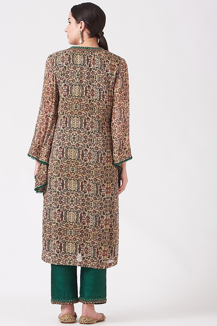Beige Floral Printed Kurta Set by Ridhima Bhasin at Pernia's Pop Up Shop