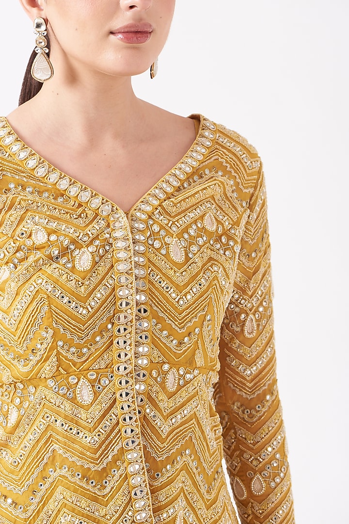 Sunshine Yellow Hand Embroidered Bridal Sharara Set by Ridhima Bhasin at Pernia's Pop Up Shop