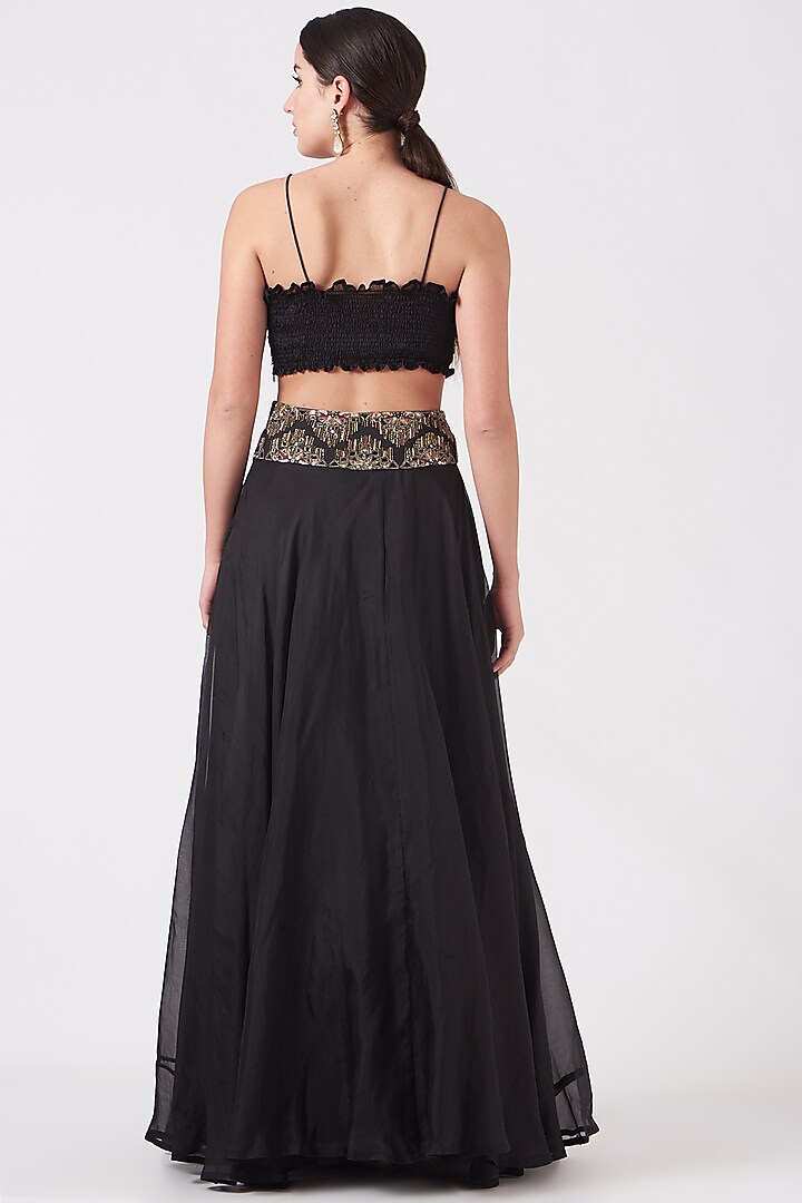 Black Embroidered Wedding Lehenga Set by Ridhima Bhasin at Pernia's Pop Up Shop