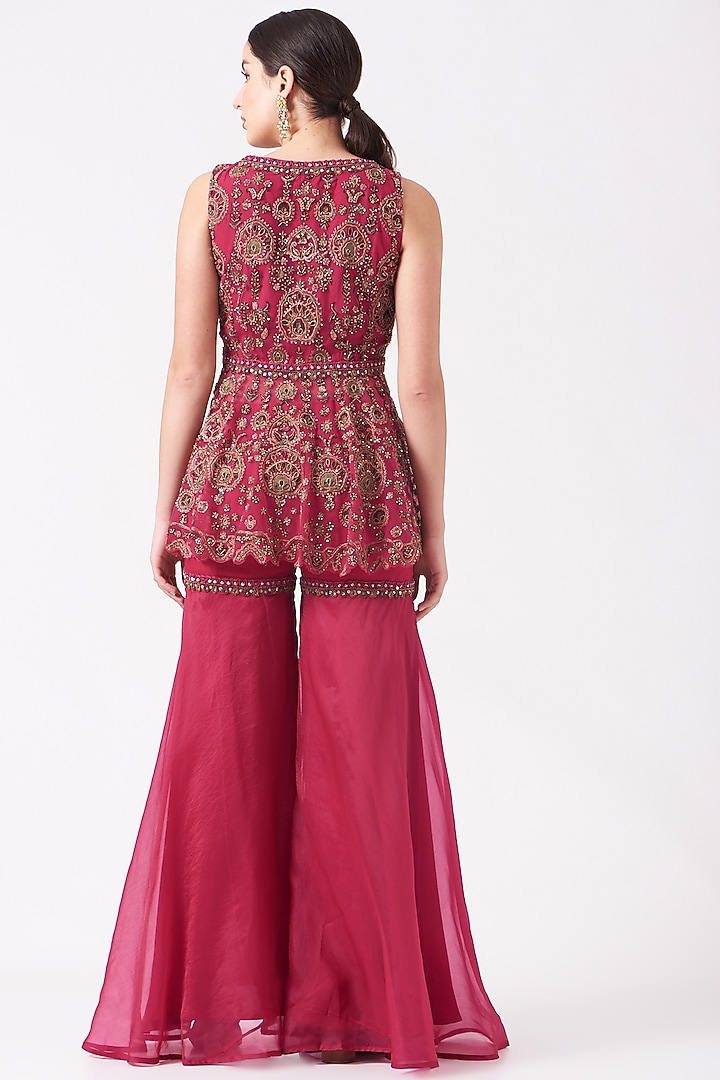 Red Organza Bridal Sharara Set by Ridhima Bhasin at Pernia's Pop Up Shop