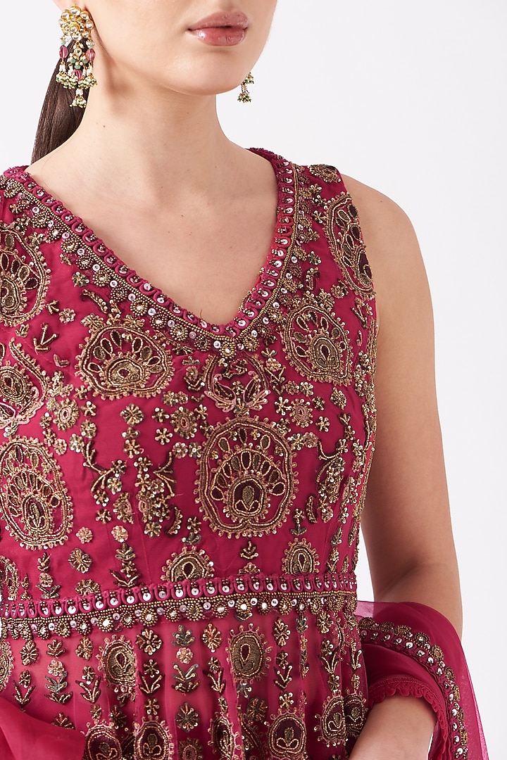 Red Organza Bridal Sharara Set by Ridhima Bhasin at Pernia's Pop Up Shop