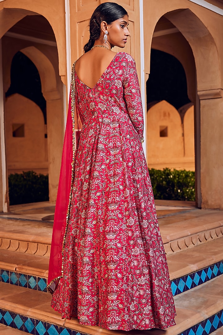 Pink Embellished Wedding Anarkali Set by Ridhima Bhasin at Pernia's Pop Up Shop