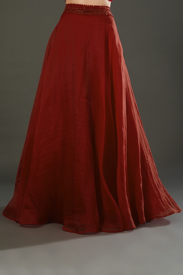 Red Hand Embroidered Wedding Lehenga Set by Ridhima Bhasin at Pernia's Pop Up Shop