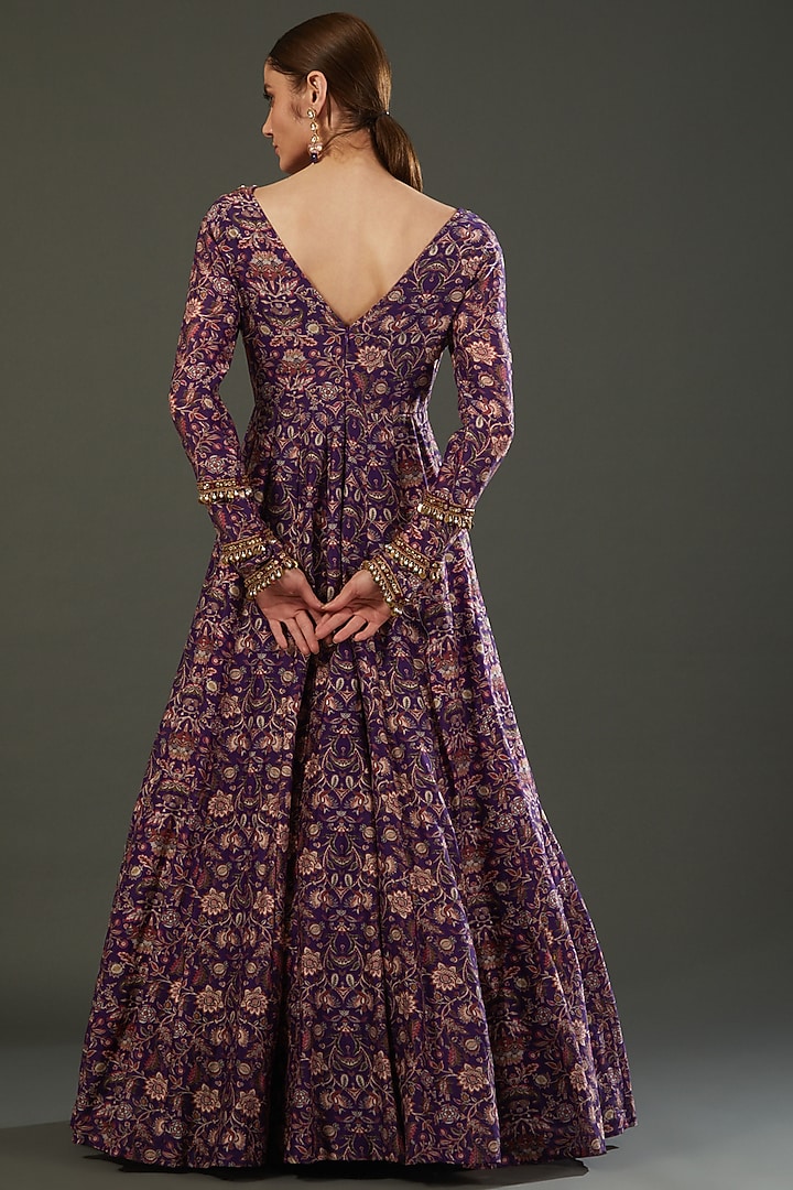 Purple Embellished Wedding Anarkali Set by Ridhima Bhasin at Pernia's Pop Up Shop