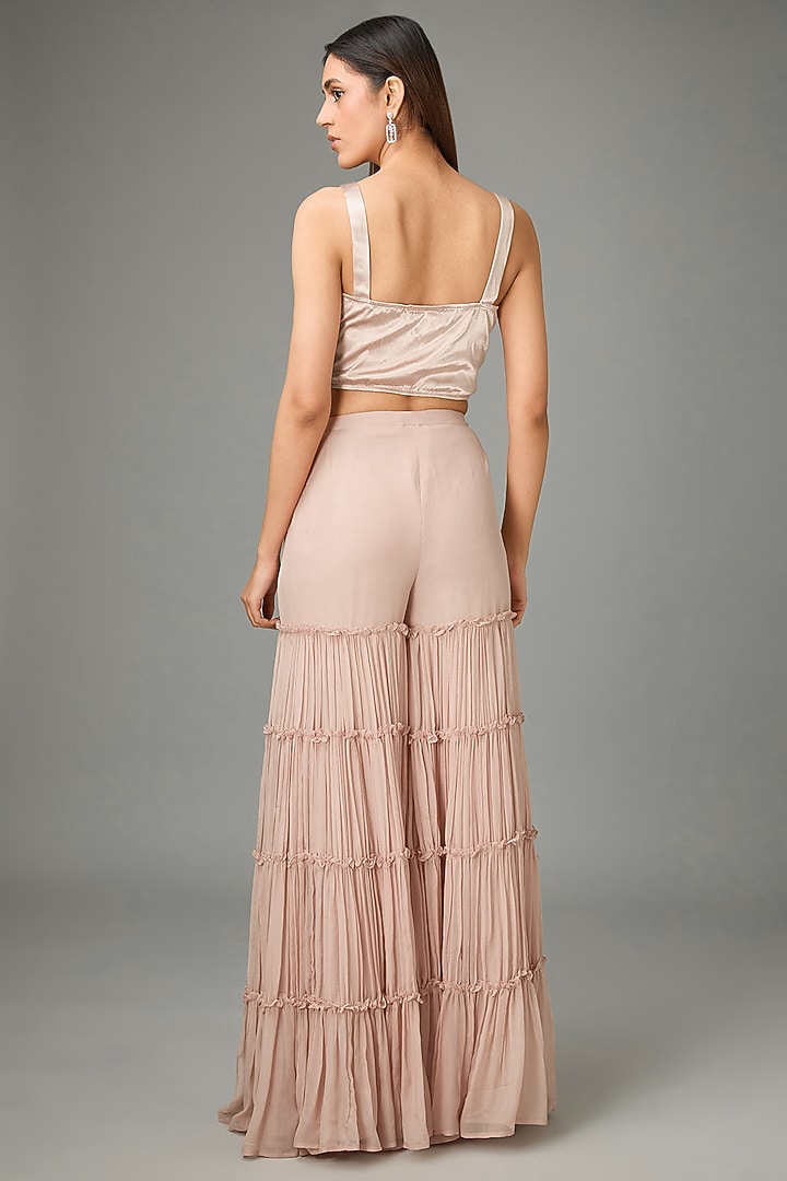 Pink Chiffon Bridal Sharara Set by Ridhima Bhasin at Pernia's Pop Up Shop