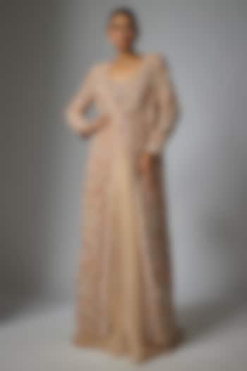 Blush Pink Pure Organza Jacket Set by Ridhima Bhasin at Pernia's Pop Up Shop