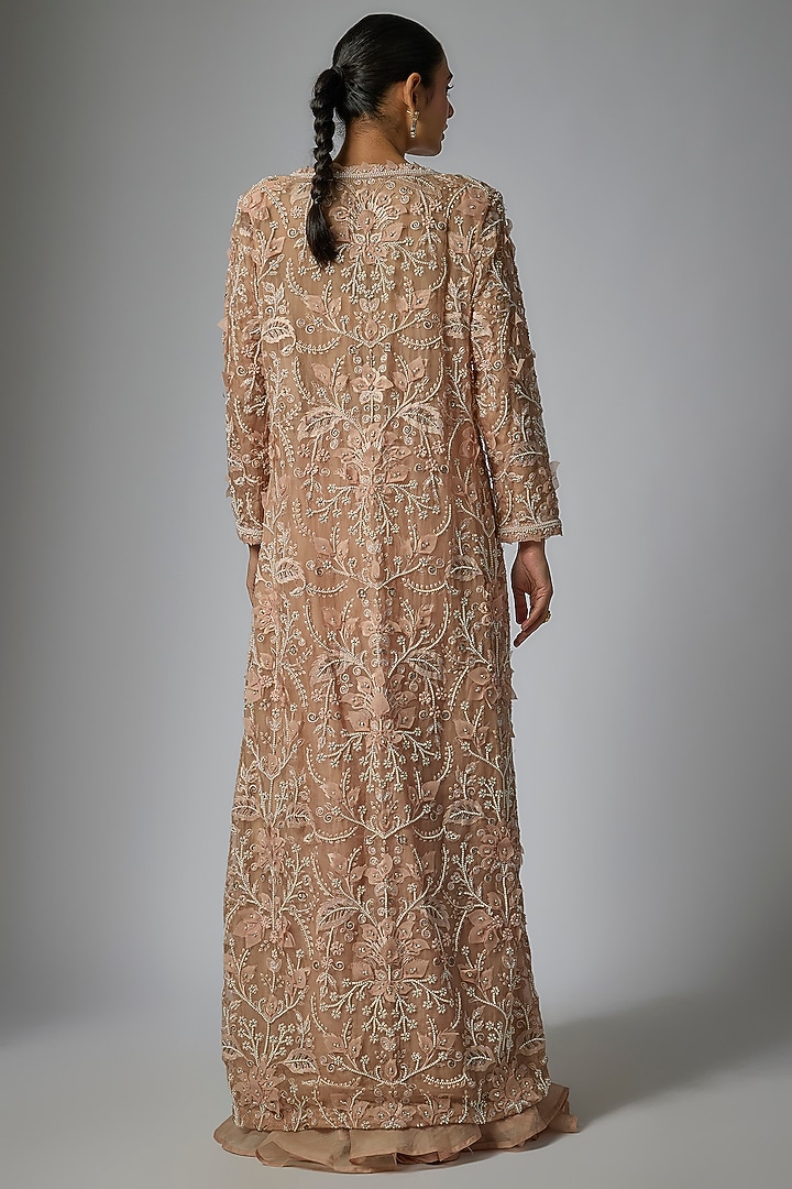 Blush Pink Pure Organza Jacket Set by Ridhima Bhasin at Pernia's Pop Up Shop