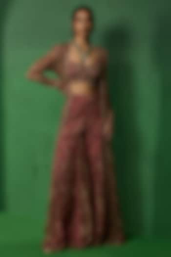 Pink Chiffon Printed Wedding Sharara Set by Ridhima Bhasin at Pernia's Pop Up Shop