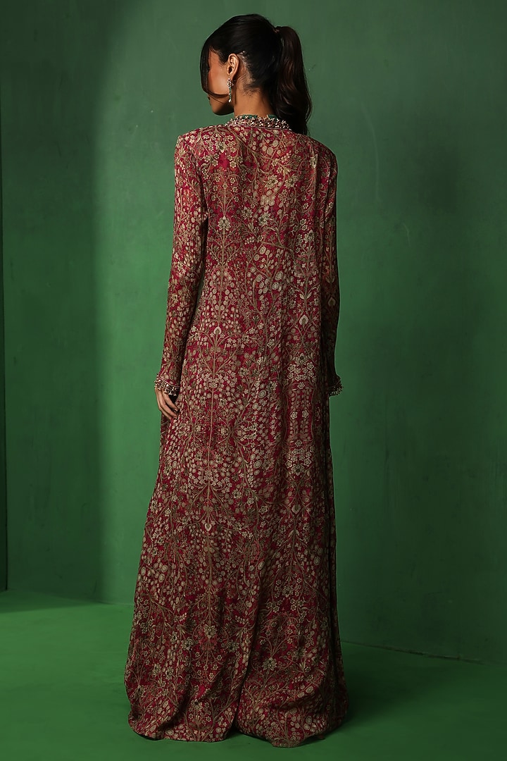 Pink Chiffon Printed Wedding Sharara Set by Ridhima Bhasin at Pernia's Pop Up Shop