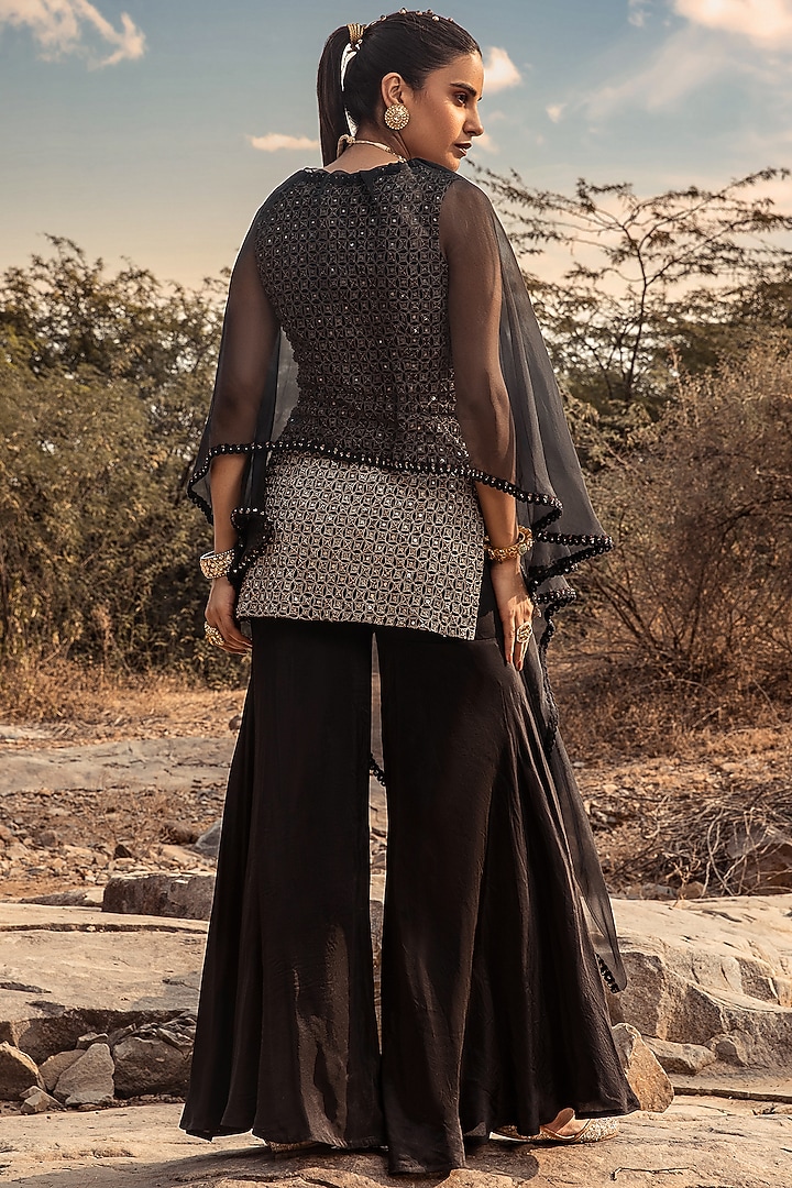 Black Organza Kurta Set by Ridhima Bhasin at Pernia's Pop Up Shop