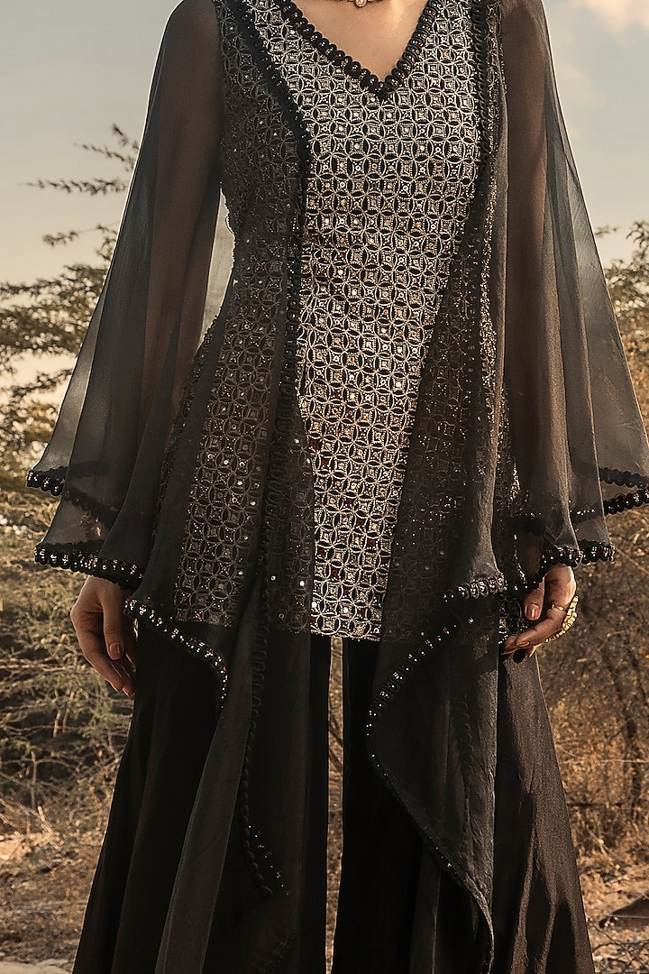 Black Organza Kurta Set by Ridhima Bhasin at Pernia's Pop Up Shop