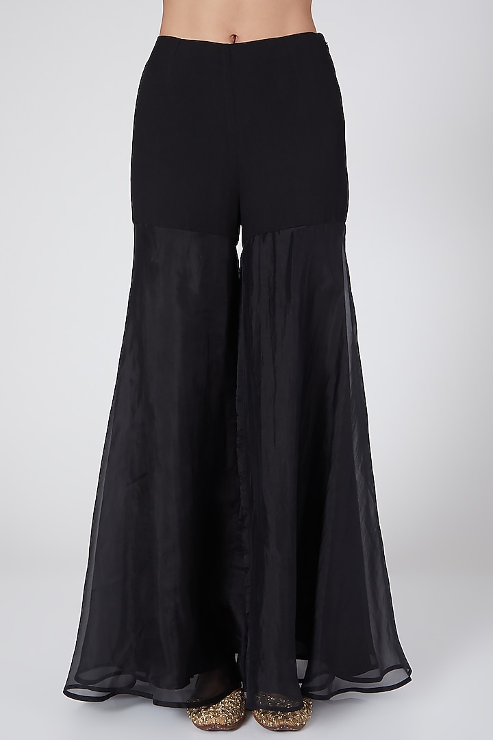 Black Embroidered Wedding Sharara Set by Ridhima Bhasin at Pernia's Pop Up Shop