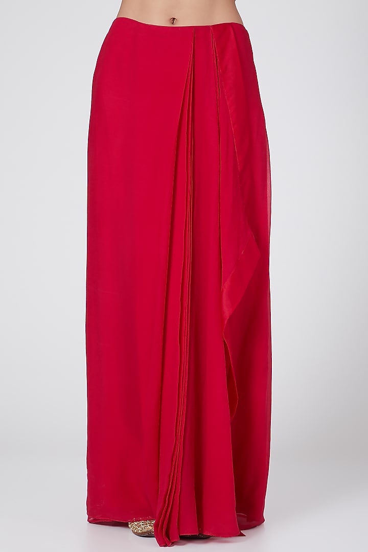 Fuchsia Pre-Draped Sharara Wedding Saree Set by Ridhima Bhasin at Pernia's Pop Up Shop