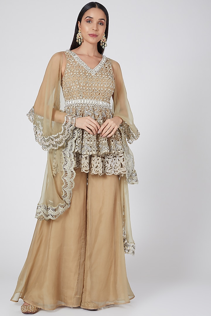 Gold Embroidered Pant Set by Ridhima Bhasin at Pernia's Pop Up Shop