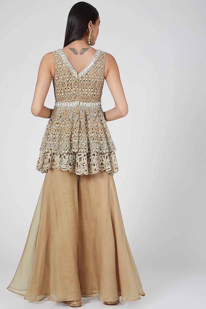 Gold Embroidered Pant Set by Ridhima Bhasin at Pernia's Pop Up Shop