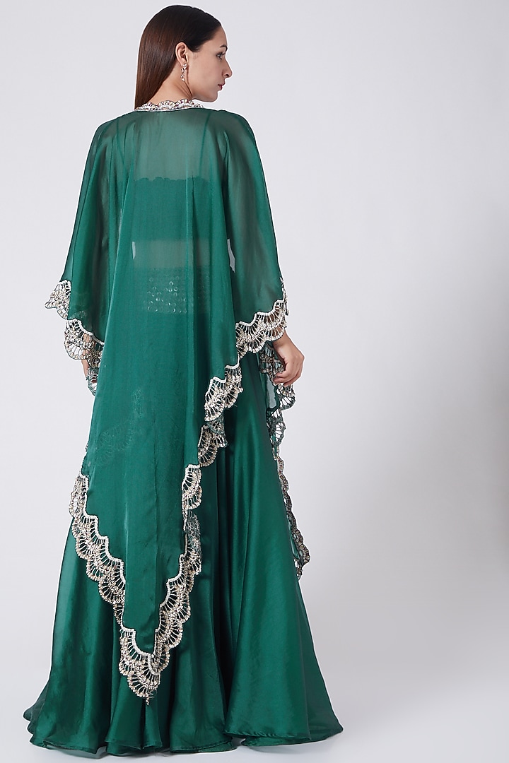 Emerald Green Embroidered Wedding Lehenga Set by Ridhima Bhasin at Pernia's Pop Up Shop