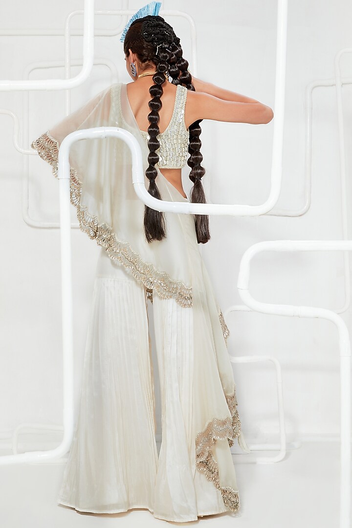 Ivory Embroidered Wedding Sharara Set by Ridhima Bhasin at Pernia's Pop Up Shop