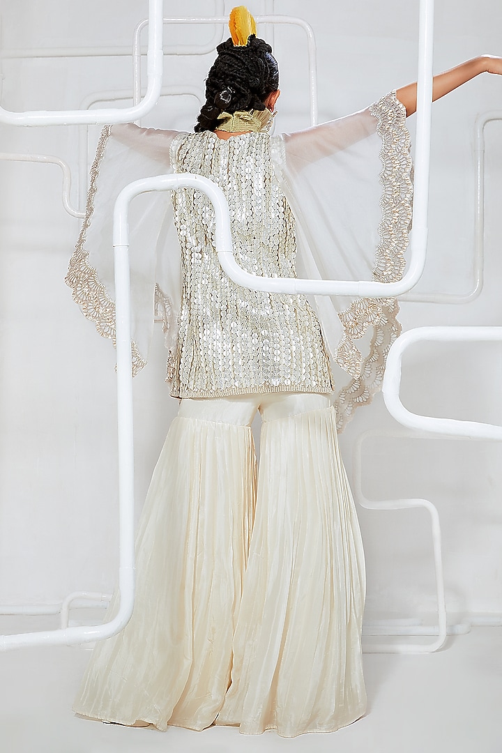 Ivory Embroidered Wedding Sharara Set by Ridhima Bhasin at Pernia's Pop Up Shop