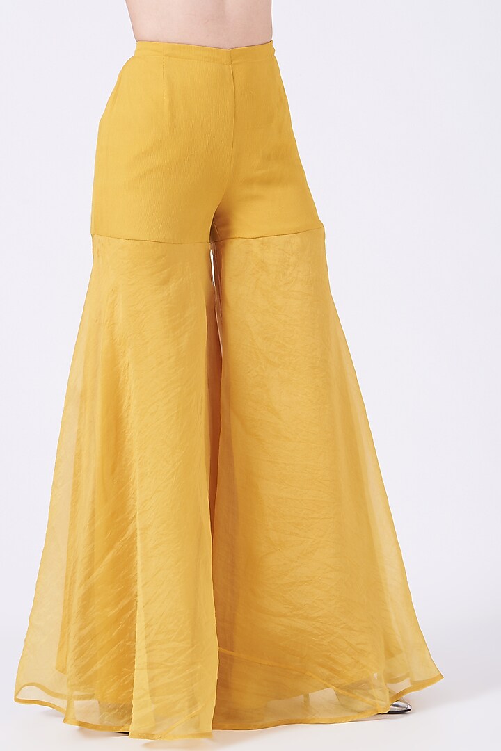 Sunshine Yellow Embroidered Sharara Wedding Saree Set by Ridhima Bhasin at Pernia's Pop Up Shop