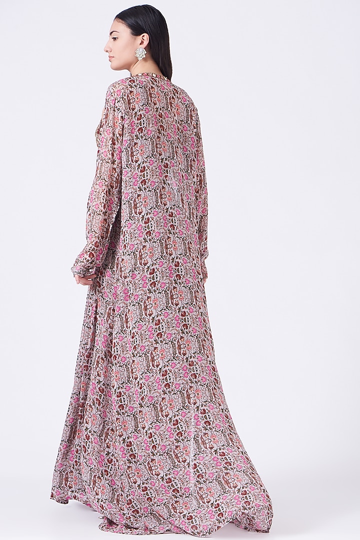 Pink Printed Wedding Sharara Set With Cape by Ridhima Bhasin at Pernia's Pop Up Shop