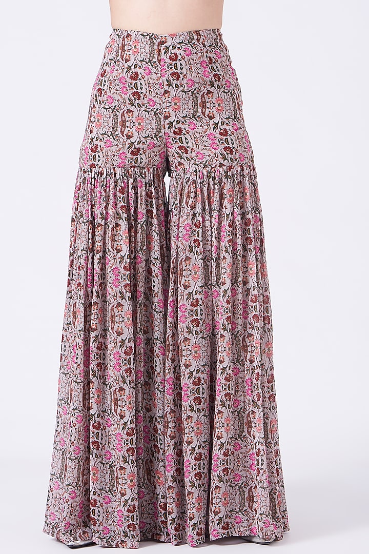 Pink Printed Wedding Sharara Set With Cape by Ridhima Bhasin at Pernia's Pop Up Shop