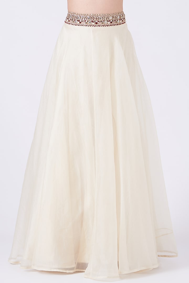 Ivory Organza Layered Wedding Lehenga Set by Ridhima Bhasin at Pernia's Pop Up Shop