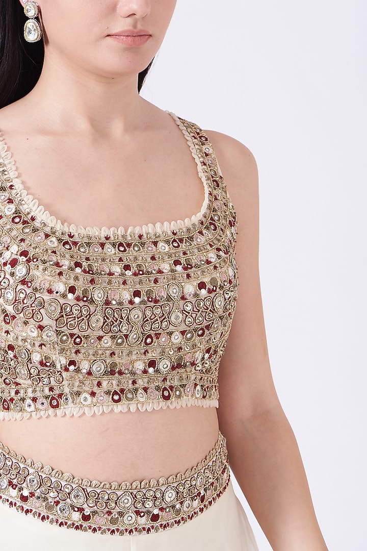 Ivory Organza Layered Wedding Lehenga Set by Ridhima Bhasin at Pernia's Pop Up Shop