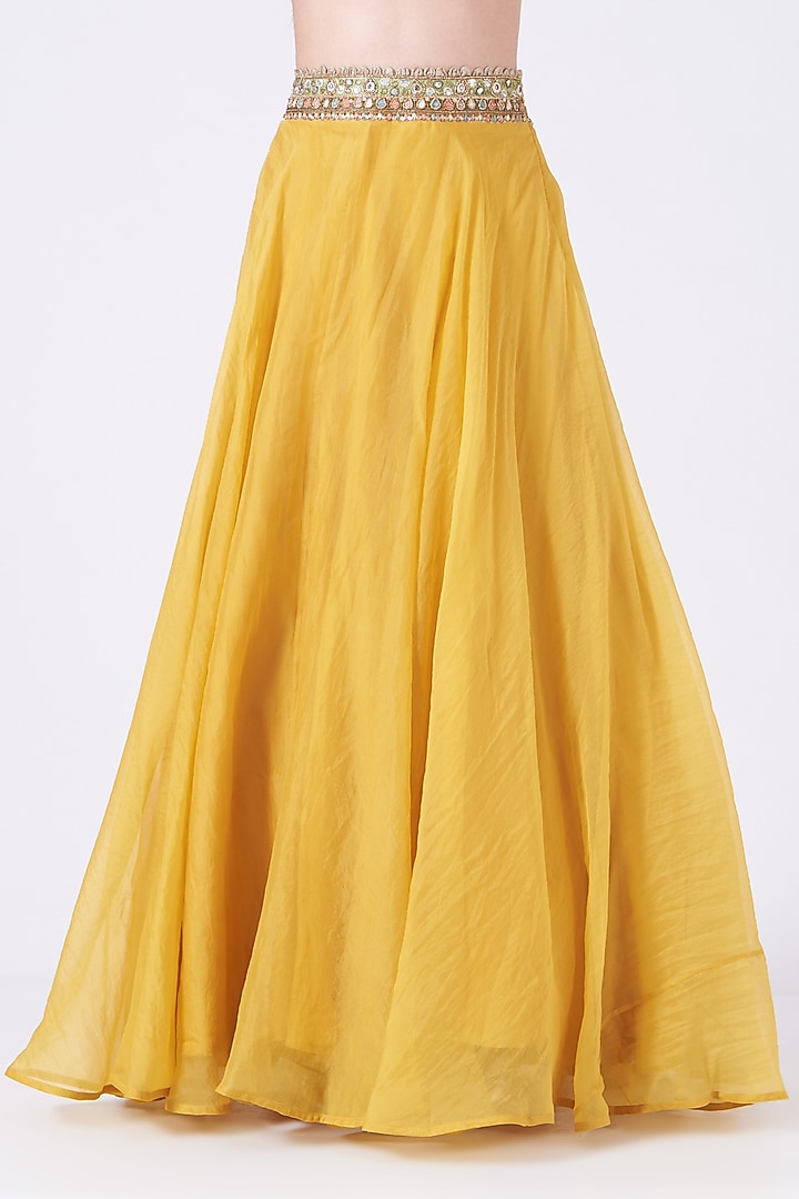 Yellow Organza Embroidered Wedding Lehenga Set by Ridhima Bhasin at Pernia's Pop Up Shop