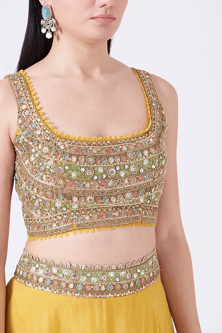 Yellow Organza Embroidered Wedding Lehenga Set by Ridhima Bhasin at Pernia's Pop Up Shop