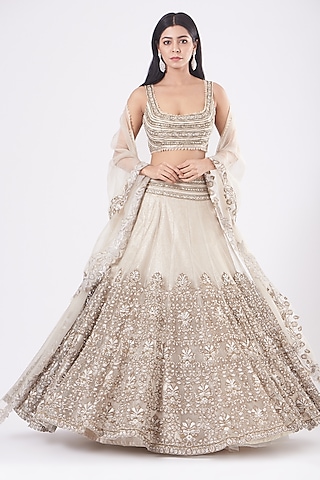 Ivory Embellished Lehenga Set by Ridhima Bhasin