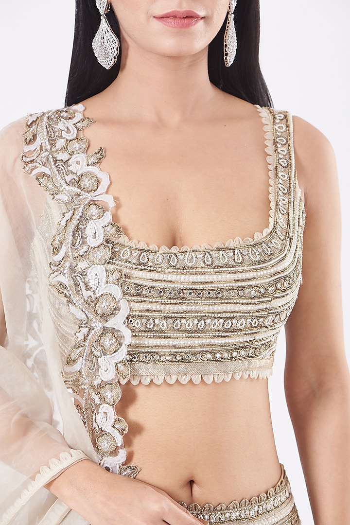 Ivory Embellished Bridal Lehenga Set by Ridhima Bhasin at Pernia's Pop Up Shop