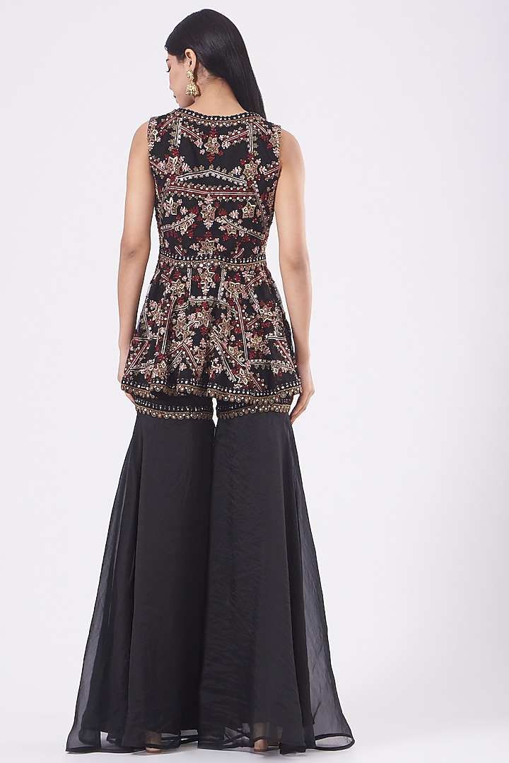 Black Organza Bridal Sharara Set by Ridhima Bhasin at Pernia's Pop Up Shop