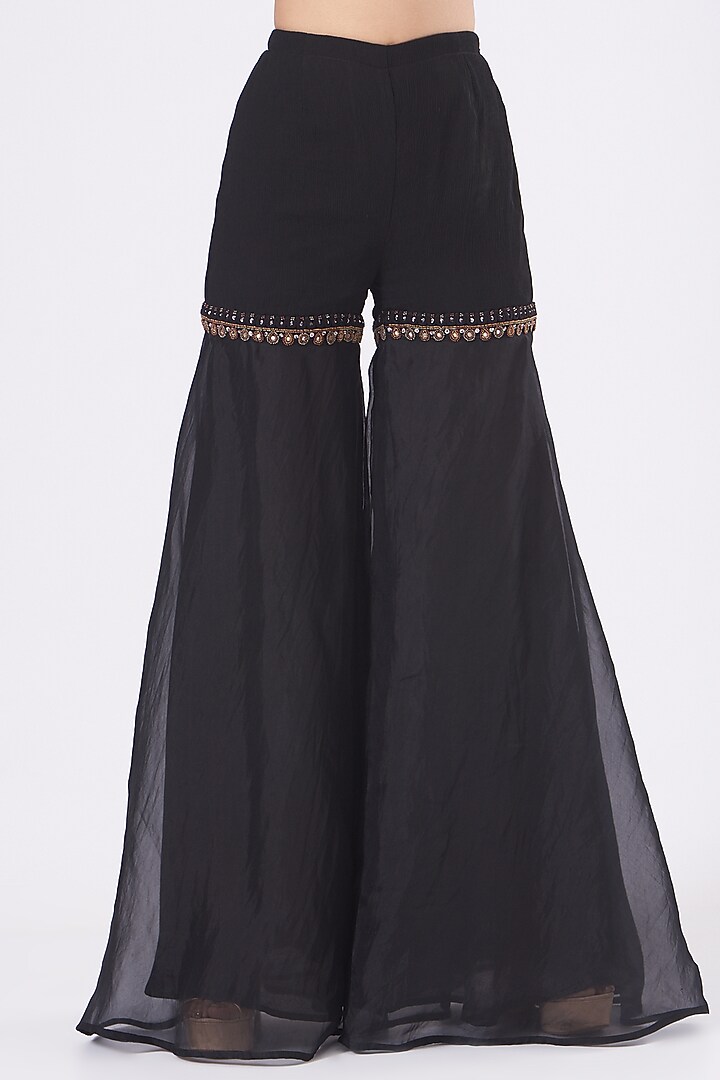 Black Organza Bridal Sharara Set by Ridhima Bhasin at Pernia's Pop Up Shop