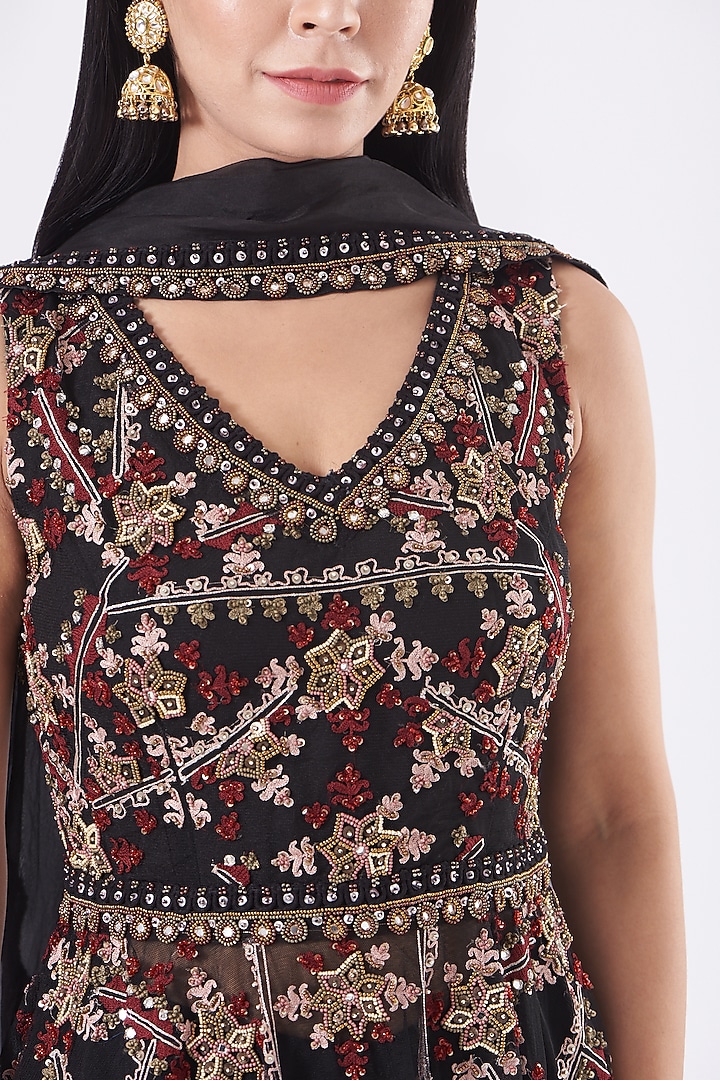Black Organza Bridal Sharara Set by Ridhima Bhasin at Pernia's Pop Up Shop