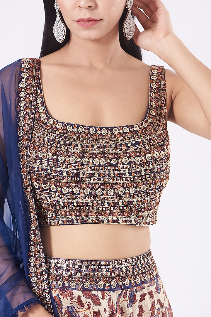 Beige Printed Wedding Lehenga Set by Ridhima Bhasin at Pernia's Pop Up Shop