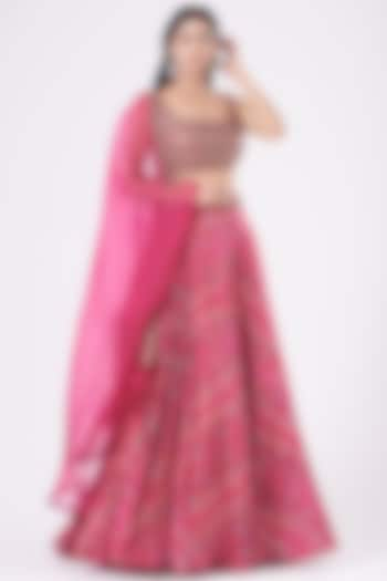 Pink Printed Wedding Lehenga Set by Ridhima Bhasin at Pernia's Pop Up Shop