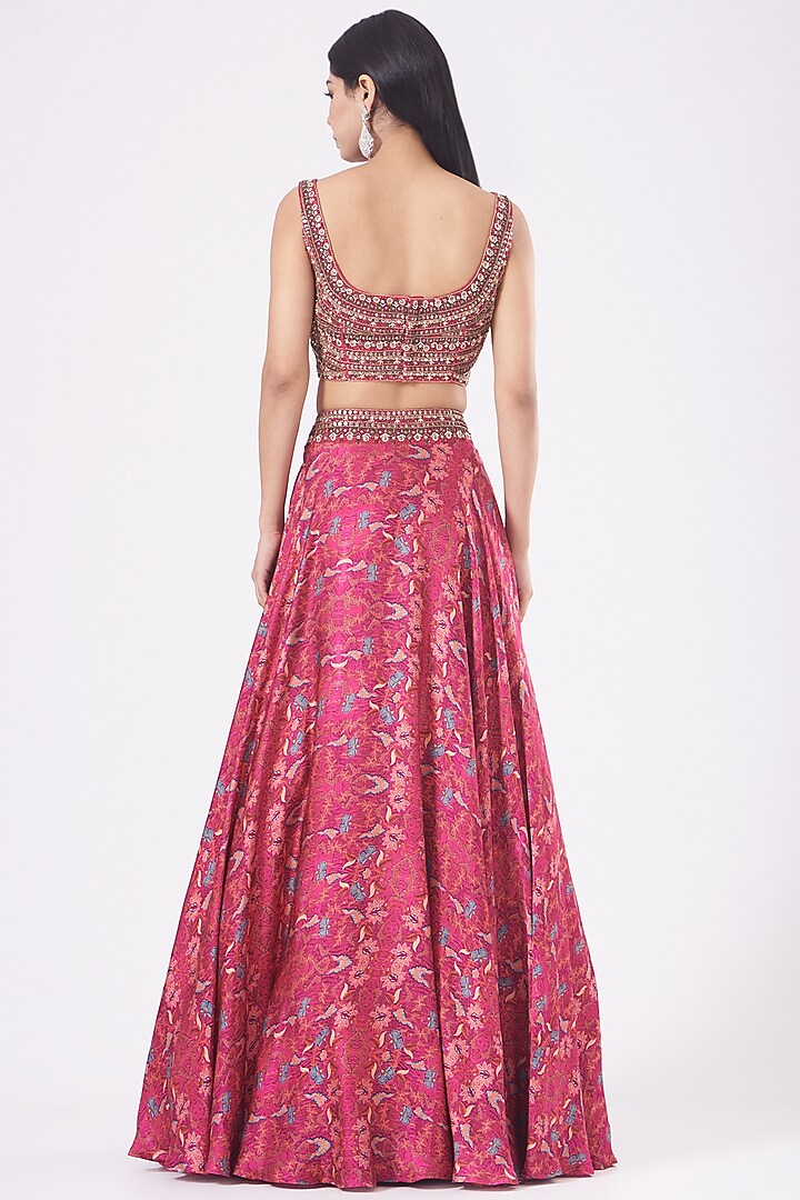 Pink Printed Wedding Lehenga Set by Ridhima Bhasin at Pernia's Pop Up Shop