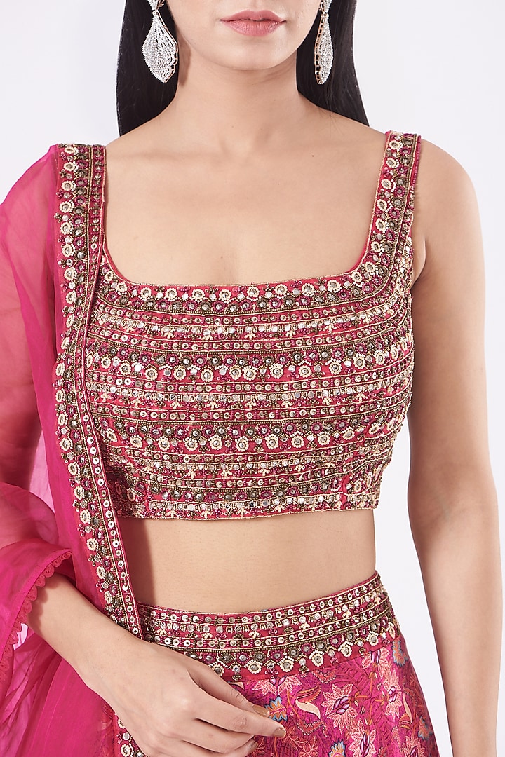 Pink Printed Wedding Lehenga Set by Ridhima Bhasin at Pernia's Pop Up Shop