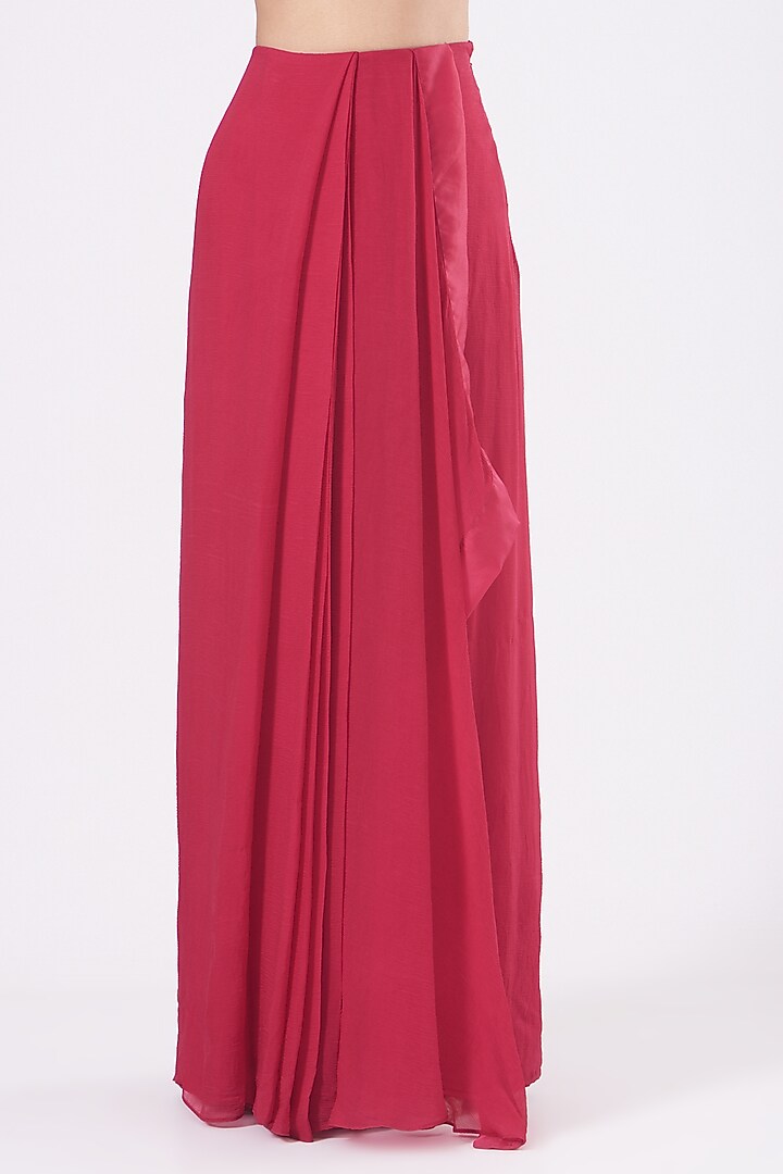 Fuchsia Chiffon & Organza Pre-Draped Wedding Saree Set by Ridhima Bhasin at Pernia's Pop Up Shop