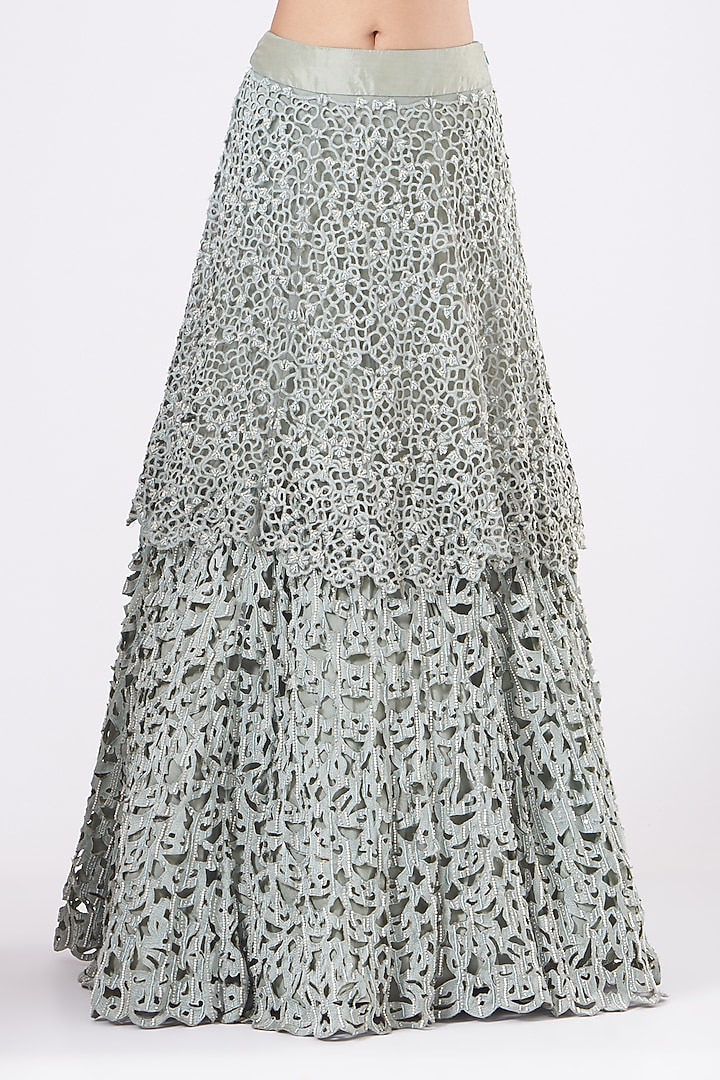 Aqua Embroidered Bridal Lehenga Set by Ridhima Bhasin at Pernia's Pop Up Shop