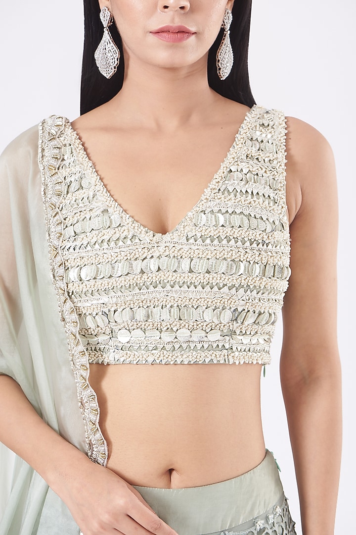 Aqua Embroidered Bridal Lehenga Set by Ridhima Bhasin at Pernia's Pop Up Shop