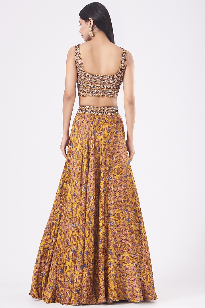 Mustard Embroidered Wedding Lehenga Set by Ridhima Bhasin at Pernia's Pop Up Shop