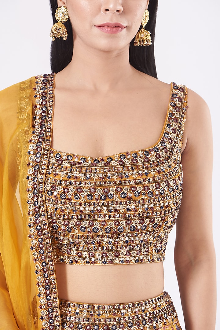 Mustard Embroidered Wedding Lehenga Set by Ridhima Bhasin at Pernia's Pop Up Shop