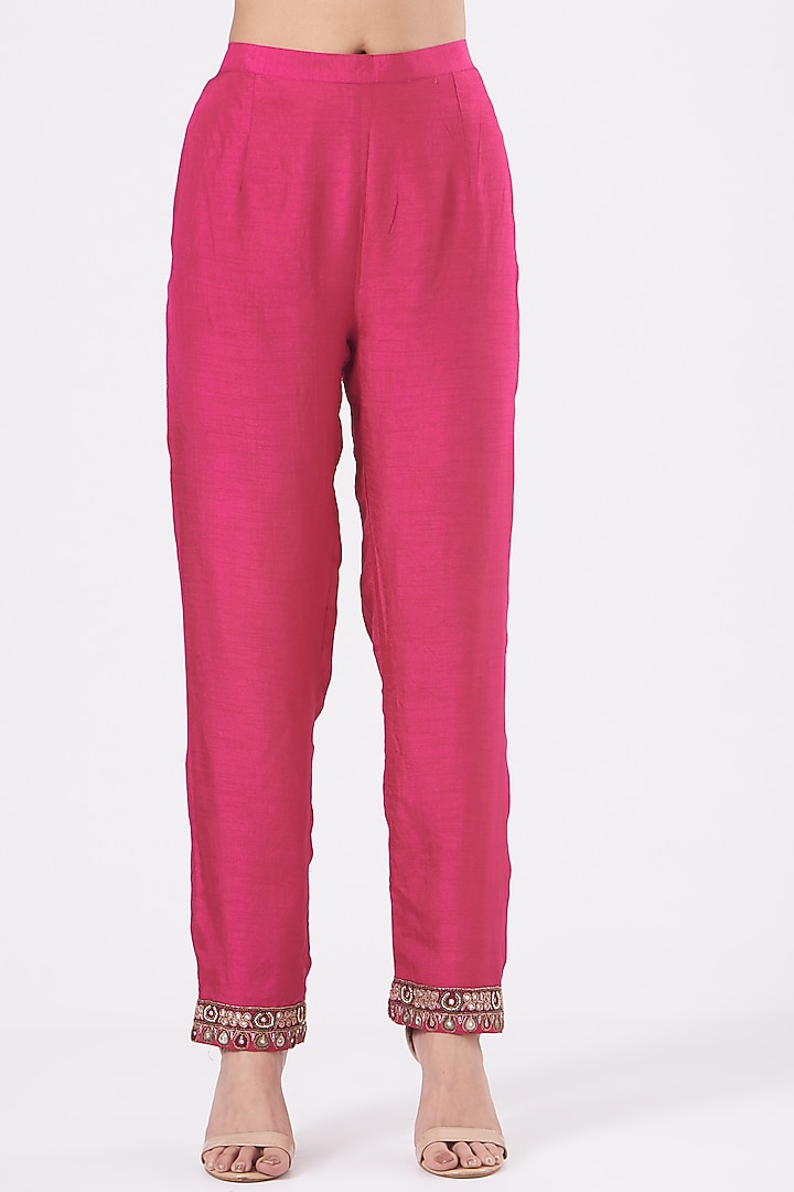Fuchsia Printed Silk Kurta Set by Ridhima Bhasin at Pernia's Pop Up Shop