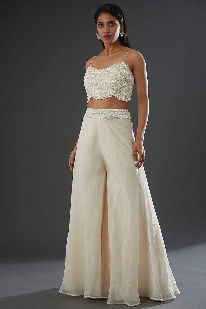 White Embroidered Cape Set by Ridhima Bhasin at Pernia's Pop Up Shop