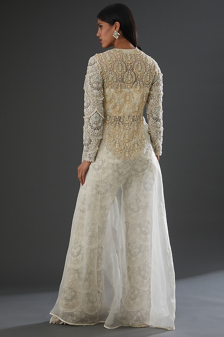 White Organza Jacket Set by Ridhima Bhasin at Pernia's Pop Up Shop