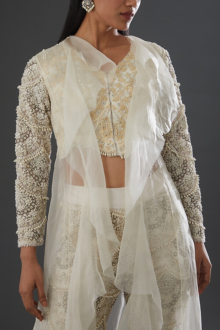 White Organza Jacket Set by Ridhima Bhasin at Pernia's Pop Up Shop