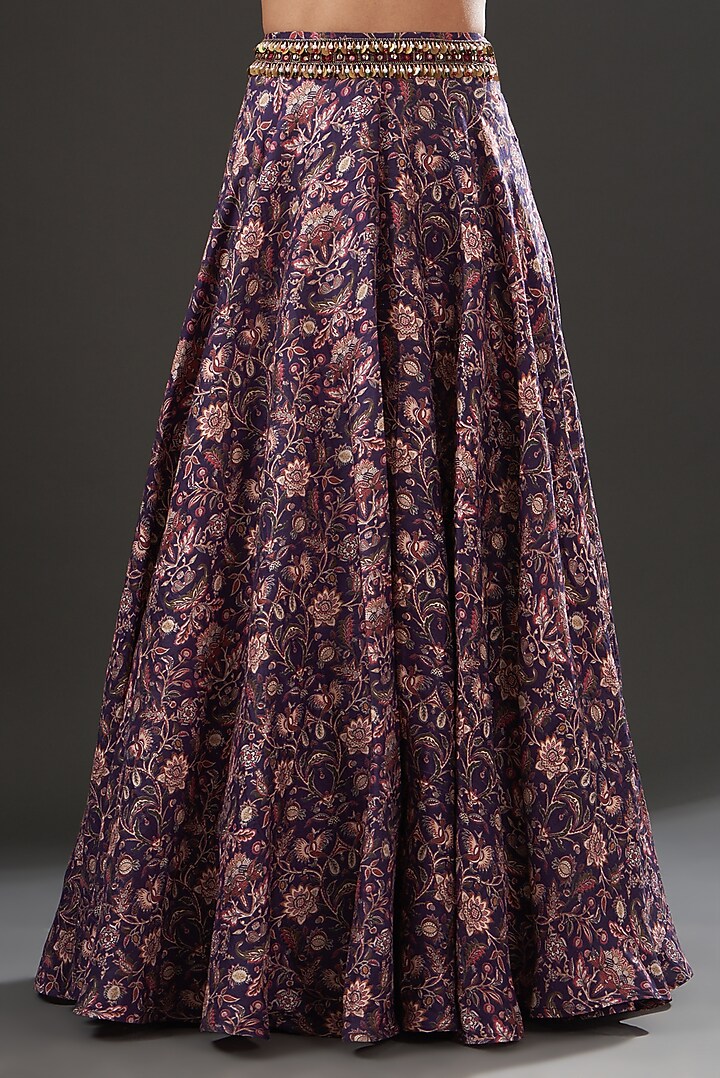 Mauve Georgette Printed Jacket Wedding Lehenga Set by Ridhima Bhasin at Pernia's Pop Up Shop