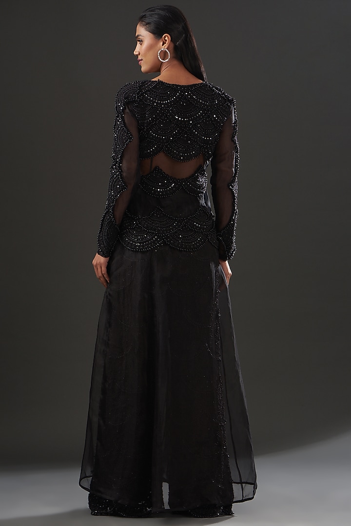 Black Organza Pant Set by Ridhima Bhasin at Pernia's Pop Up Shop