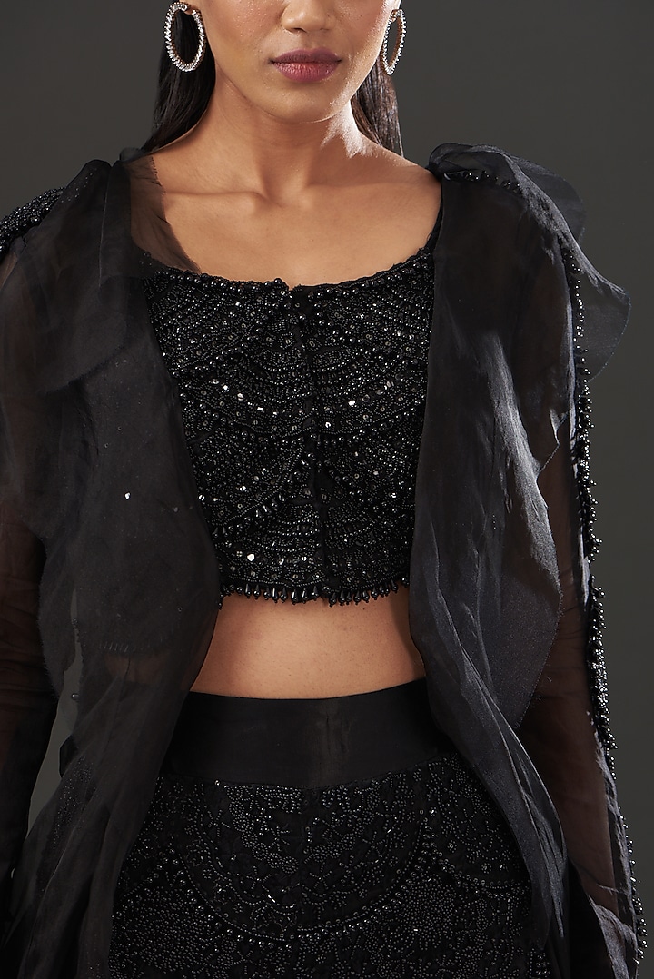 Black Organza Pant Set by Ridhima Bhasin at Pernia's Pop Up Shop